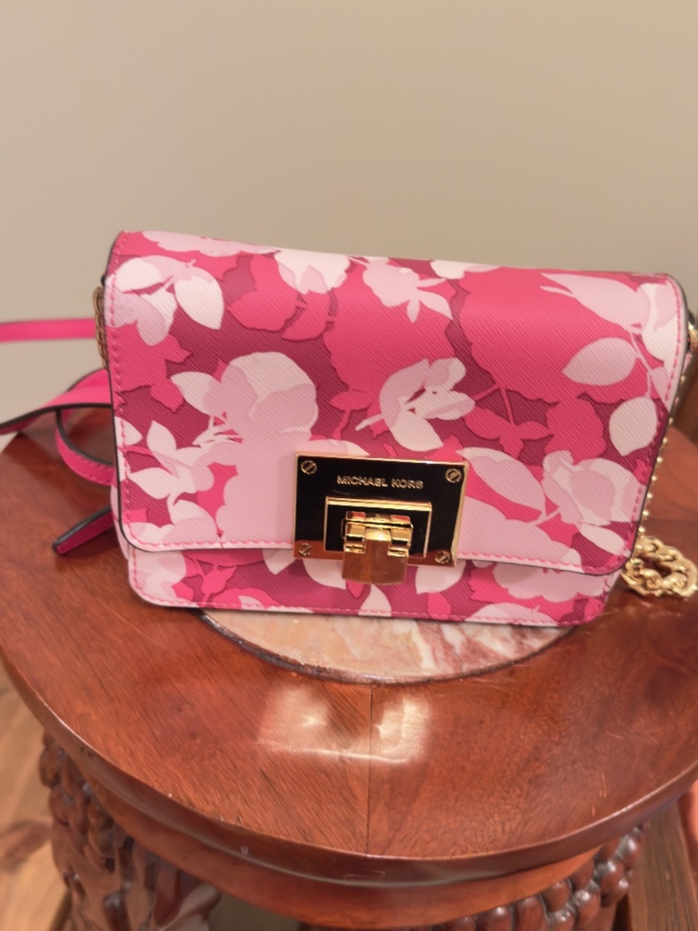 Michael Kors Pink Floral cross body purse/bag.